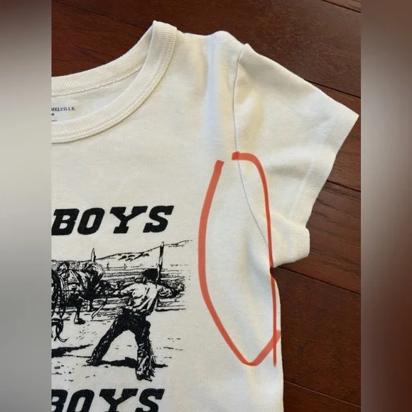 Brandy Melville Black and Cream Cowboy baby tee one size cotton made in Europe - Picture 7 of 7